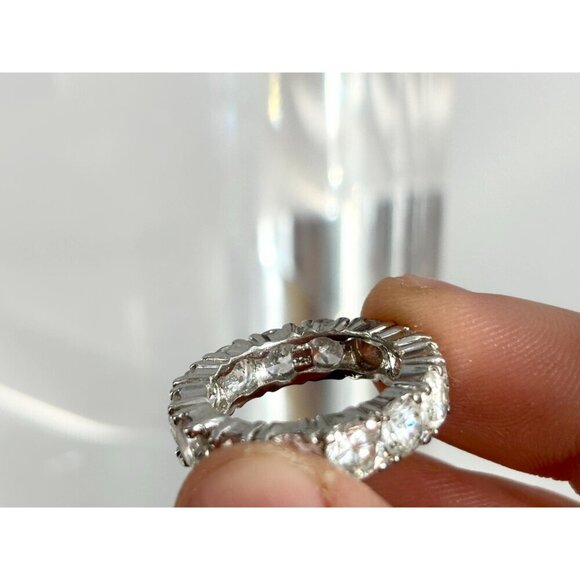 Chunky 360 degree Multi Gemstoned Vintage Sterling Silver Style Ring - sz 5.75 - Picture 5 of 10